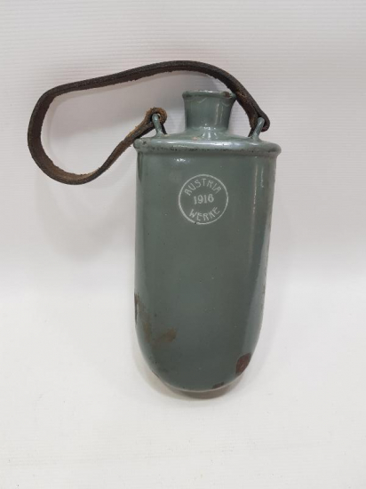 1. DÜNYA SAVAŞI DÖNEMİ 1916 TARİHLİ OSMANLI ASKER MATARASI 