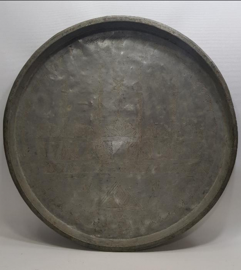 CAMİ RESİMLİ ANTİKA BAKIR SİNİ