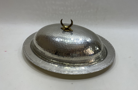 EL YAPIMI ANTİKA HİLALİ DEV BOY KAPAKLI KAYIK TABAK