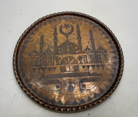 TAMAMI EL YAPIMI AYASOFYA GÖRSELLİ NADİR KAHVE TEPSİSİ