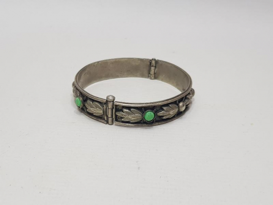 YEŞİL TAŞLI ALPAKA BİLEZİK 