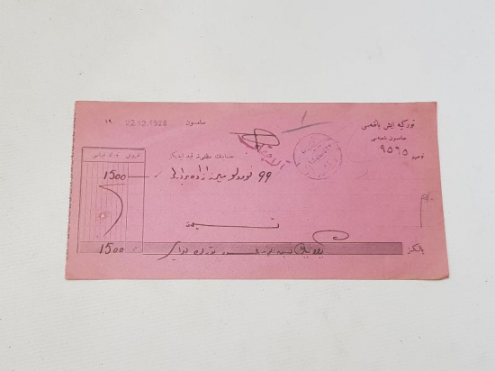 1928 TÜRKİYE İŞ BANKASI SAMSUN ŞUBESİ OSMANLICA SENET