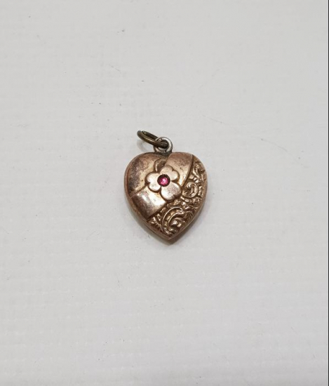 OSMANLI DÖNEMİ LEVANTEN İŞİ YAKUT TAŞLI KALP FORMLU KOLYE UCU