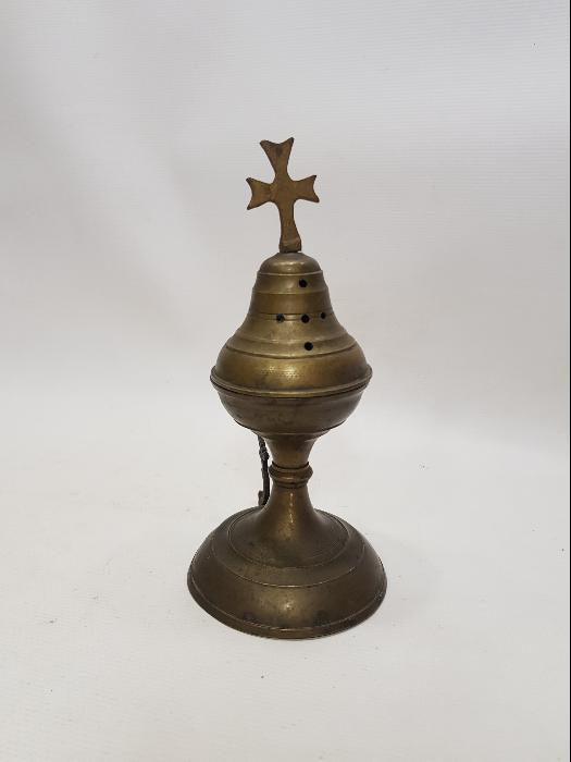 OSMANLI DÖNEMİ SÜLEYMANİYE DAMGALI RUM İŞİ HAÇLI BUHURDANLIK 