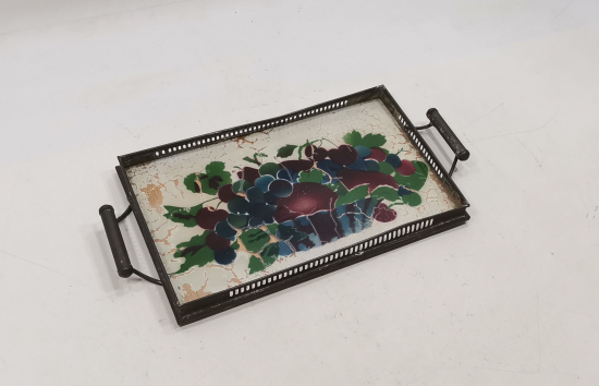 OSMANLI DÖNEMİ CAM ALTI EL BOYAMA TEPSİ