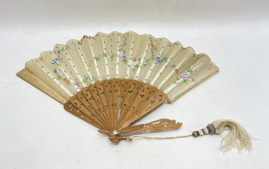 OSMANLI DÖNEMİ TAMAMI EL YAPIMI İPEK YELPAZE