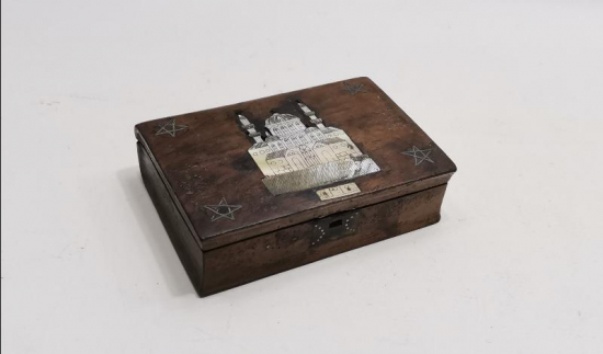 OSMANLI DÖNEMİ 1319 TARİHLİ AYASOFYA CAMİ GÖRSELLİ AHŞAP TÜTÜN TABAKASI