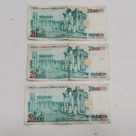 A, B VE C SERİSİ 20 MİYON LİRA KAĞIT PARALAR