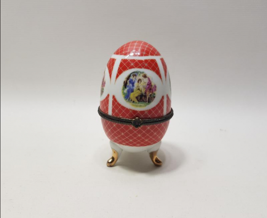 YUMURTA FORMLU WJ MARKA ANTİKA MÜCEVHER KUTUSU 