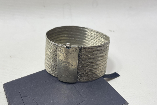 SAF GÜMÜŞTEN MAMUL EL YAPIMI ANTİKA TRABZON İŞİ HASIR ÖRME BİLEZİK