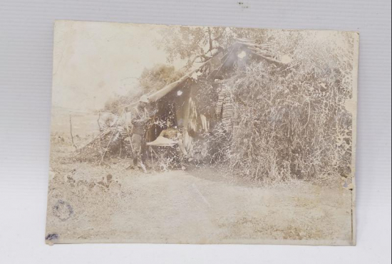 ÇANAKKALE SAVAŞI DÖNEMİ OSMANLI PAŞA VE YAVERİ ÇADIRDA ORJİNAL FOTOĞRAF