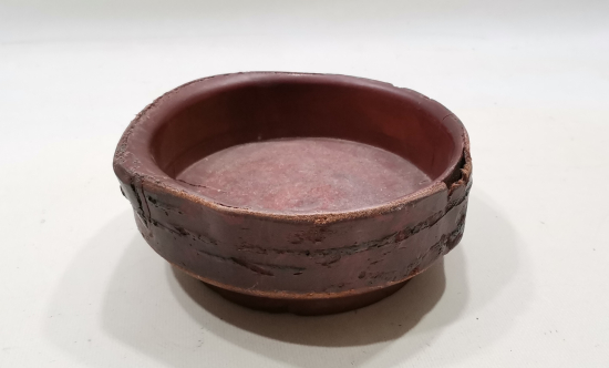 OSMANLI DÖNEMİ DERİ VE AHŞAPTAN MAMUL NADİR FORMDA TEKKE İŞİ KASE