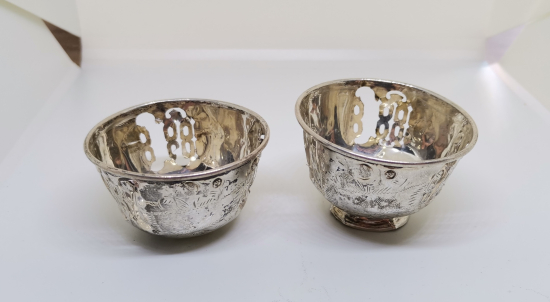 HALİYLE KONDİSYONDA 2 ADET OSMANLI DÖNEMİ TUĞRALI GÜMÜŞ FİNCAN ZARFI