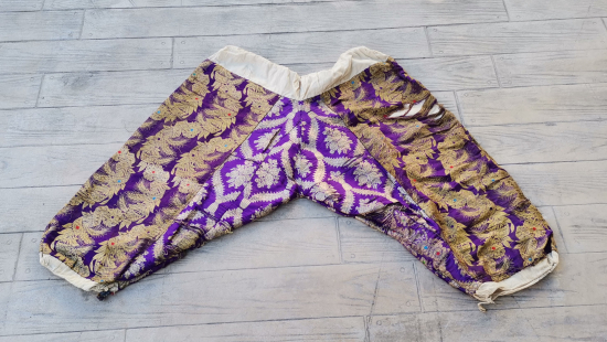 OSMANLI DÖNEMİ HEREKE İŞİ İPEK ÜZERİ GÜMÜŞ SIRMALI GELİN ŞALVARI