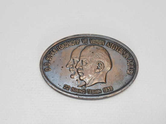 T.C.D.D. 1939 SİVAS LOKOMOTİF VE VAGON ATELYESİNİN AÇILIŞI ANISINA BASILMIŞ NADİR MADALYA