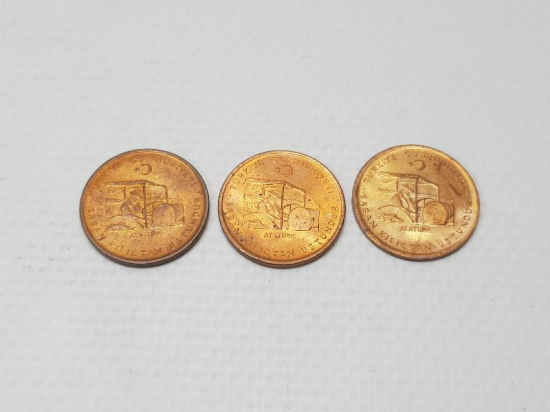 1971 1972 1974 TARİHLİ 3 ADET HATIRA 10 KURUŞ 