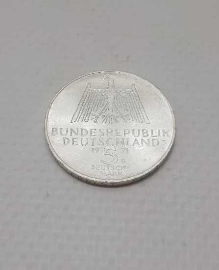 1971 TARİHLİ ALMANYA GÜMÜŞ 5 MARK HATIRA PARA