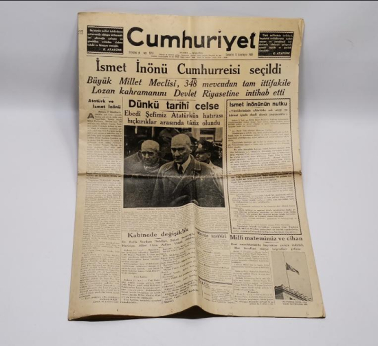 12 KASIM 1938 CUMHURİYET GAZETESİ - ATATÜRK'ÜN VEFAT HABERLERİ  