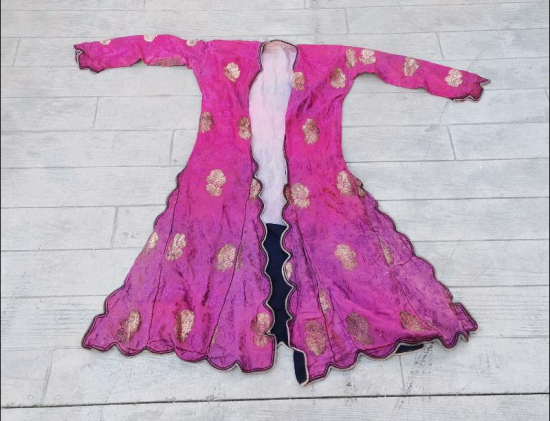 OSMANLI DÖNEMİ ALTIN SIRMA İŞLMELİ İPEK ELMASİYE ÜÇ ETEK 