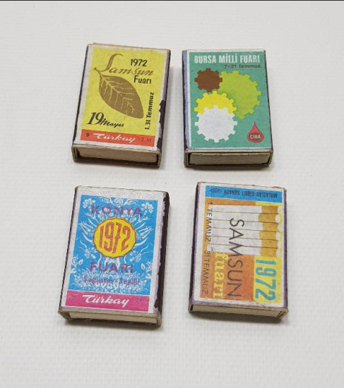 1972 BURSA, SAMSUN, KONYA ŞEHİR FUARLARI KONULU 4 ADET KİBRİT KUTUSU