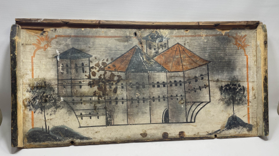 SALACAK'TAKİ SİNAN PAŞA KÖŞKÜ GÖRSELLİ EL BOYAMA OSMANLI DÖNEMİ ÇOK NADİR SANDIK KAPAĞI