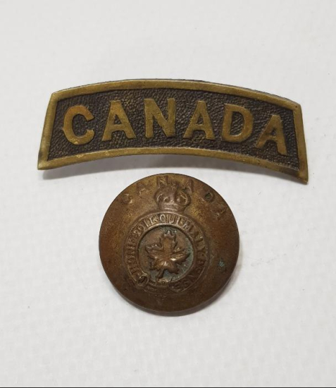 1. DÜNYA SAVAŞI CANADA YAZILI BAR VE SUBAY DÜĞMESİ