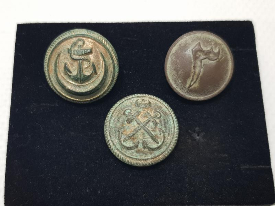 1. DÜNYA SAVAŞI DÖNEMİ 3 ADET OSMANLI SUBAY DÜĞMESİ