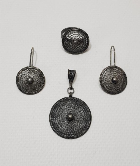 TELKARİ İŞÇİLİKLİ GÜMÜŞ TAKI SETİ 