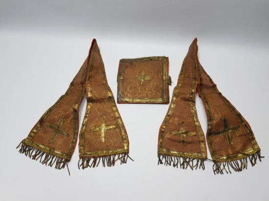 OSMANLI DÖNEMİ RUM İŞİ SIRMA İŞLEMELİ PAPAZ KOLLUKLARI VE DUA KABI