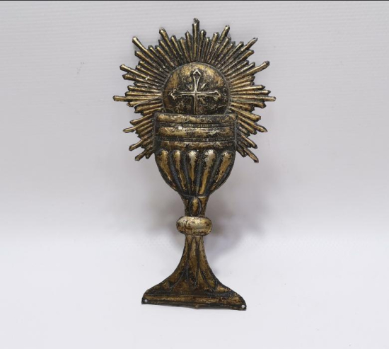 OSMANLI DÖNEMİ RUM İŞİ GÜMÜŞ KUTSAL SUNAK VAZOSU RÖLYEFİ