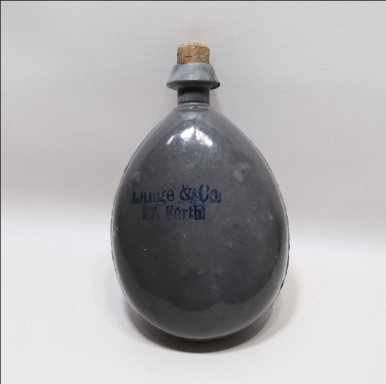 1. DÜNYA SAVAŞI DÖNEMİ ÜZERİ YAZILI MANTAR KAFA EMAYE OSMANLI SUBAY MATARASI