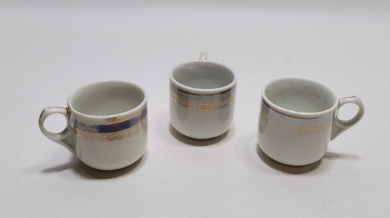 OSMANLICA DAMGALI ÜÇ ADET FİNCAN