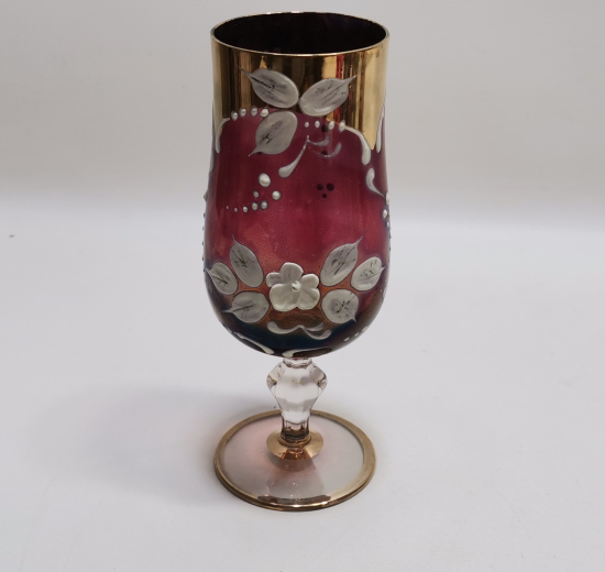 ÜZERİ ALTIN VARAKLI VE MİNE İŞÇİLİKLİ FRANSIZ KADEH