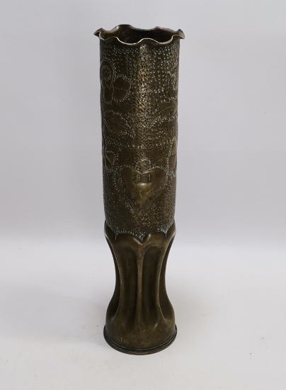 ÜZERİ RUMCA YAZILI 1921 YILI SELANİK HATIRASI NADİR ASKERİ TOP MERMİSİ  KOVANI