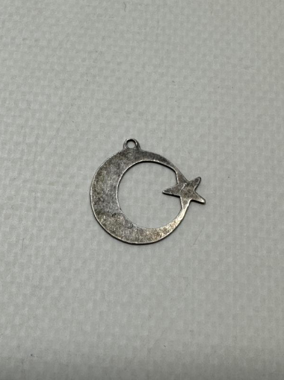 AY YILDIZ FORMLU GÜMÜŞ KOLYE UCU 