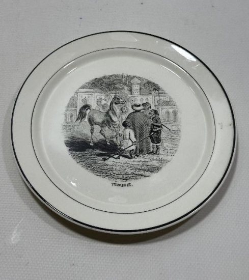 OSMANLI DÖNEMİ TURQUIE YAZILI İSTANBUL'DA SOSYAL YAŞAM KONULU PORSELEN TABAK 