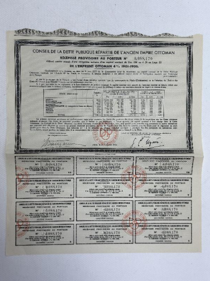 OSMANLI DEVLETİ BORÇLANMA HİSSE SENEDİ 
