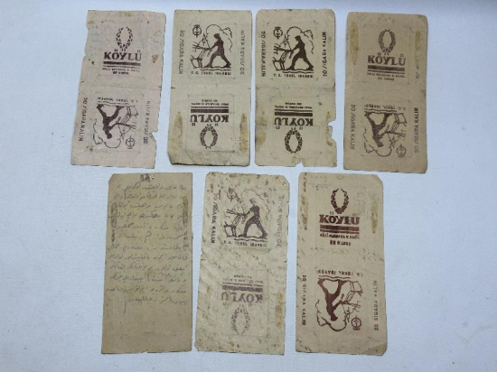 ANTİKA KÖYLÜ SİGARA KAĞITLARI ÜZERİNE OSMANLICA MEKTUPLAR