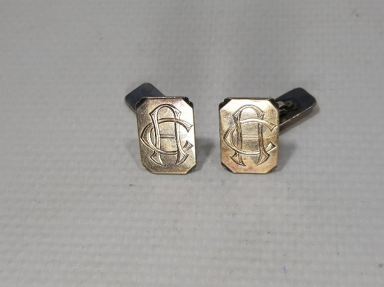 C - A İNİSİYALLİ ANTİKA GÜMÜŞ KOL DÜĞMELERİ 