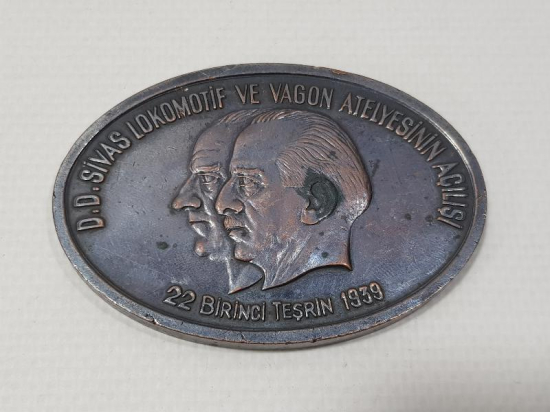 T.C.D.D. 1939 SİVAS LOKOMOTİF VE VAGON ATELYESİNİN AÇILIŞI ANISINA BASILMIŞ NADİR MADALYA