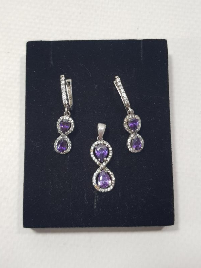 AMETİST TAŞLI GÜMÜŞ TAKI SETİ 