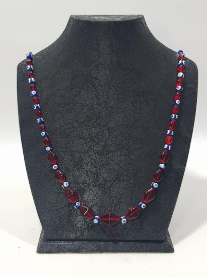 ANTİKA YÖRÜK TÜRKMEN İŞİ BEYKOZ CAM GERDANLIK 