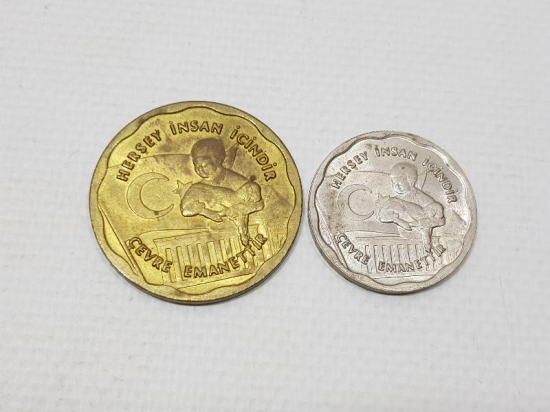 1990 İNSANI SEV, ÇEVRENİ KORU / HER ŞEY İNSAN İÇİNDİR, ÇEVRE EMANETTİR MADALYON SETİ 