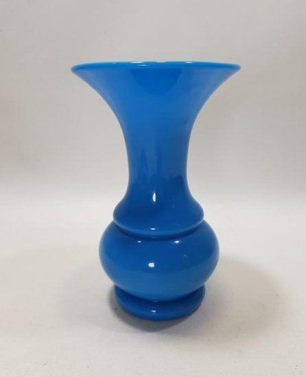 OSMANLI DÖNEMİ MAVİ RENKLİ OPAL VAZO 