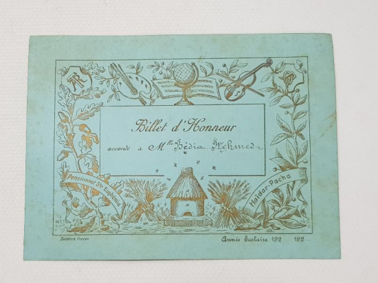 OSMANLI DÖNEMİ HAYDARPAŞA SANAT ENSTİTÜSÜ ONUR BELGESİ 