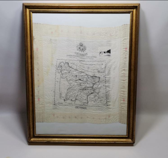 1903 TARİHLİ OSMANLI DEVLET ARMALI VE SİVAS HARİTALI SERGİ HATIRASI ÇOK NADİR İPEK MENDİL