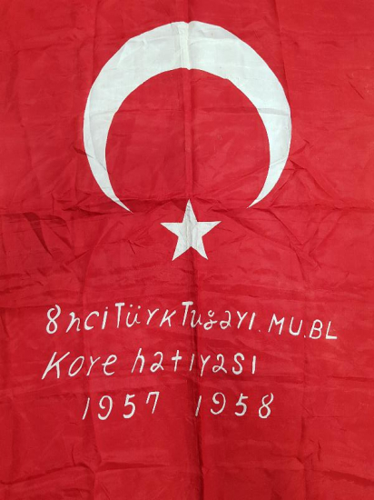 KORE SAVAŞI ÇOK NADİR ASKERİ İPEK TÜRK BAYRAĞI
