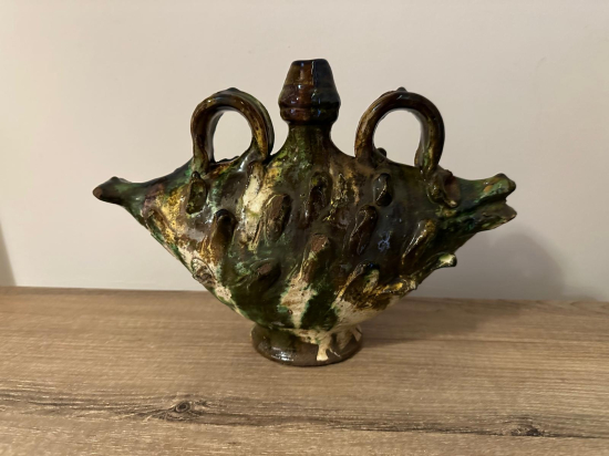 OSMANLI DÖNEMİ ÇOK NADİR ÇANAKKALE İŞİ BAŞIK FORMLU MATARA 