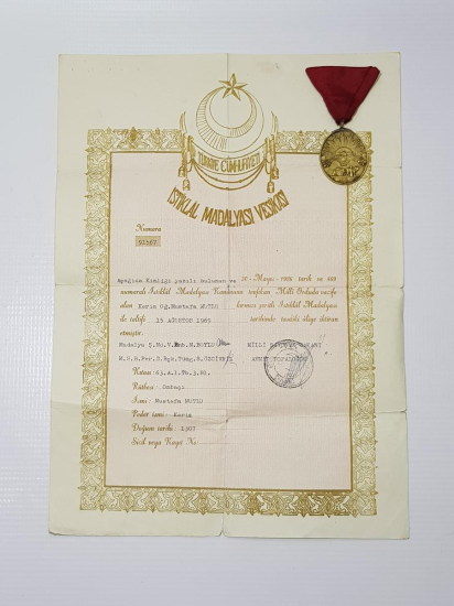 İSTİKLAL MADALYASI VE BERATI
