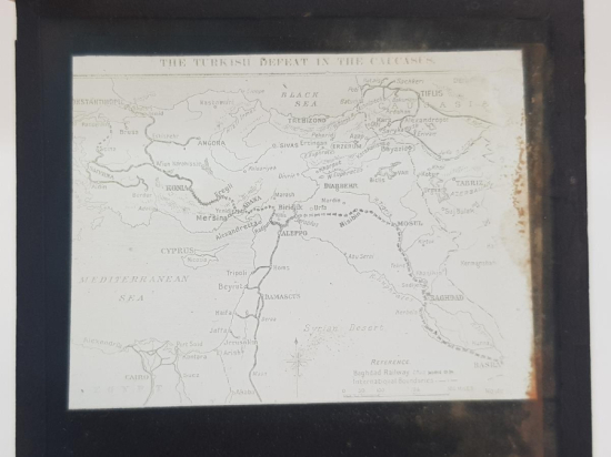 OSMANLI DÖNEMİ ANADOLU - BAĞDAT DEMİRYOLU HARİTASI CAM FOTOĞRAF NEGATİFİ